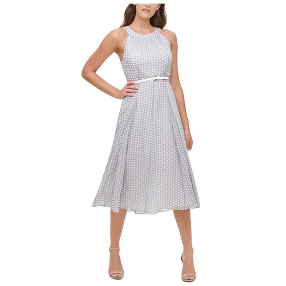 TOMMY HILFIGER: Women's Belted Chiffon Midi Dress (NWOT) - Picture 1 of 4